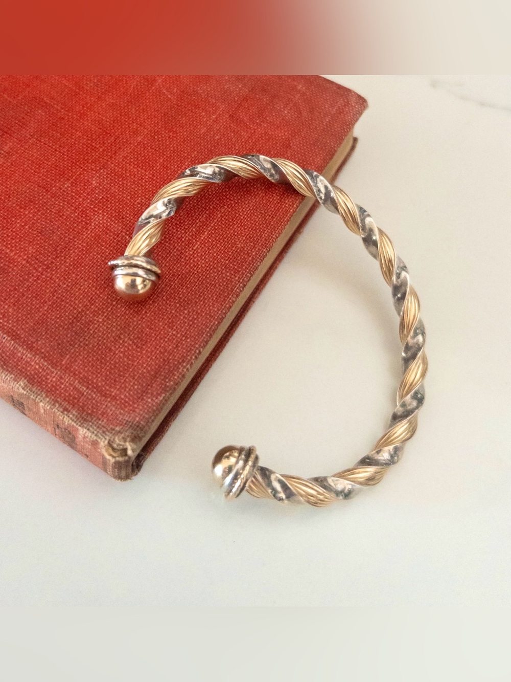 Peter Brams Designs 14K Gold & 925 Sterling Silver Twisted Cuff Bracelet